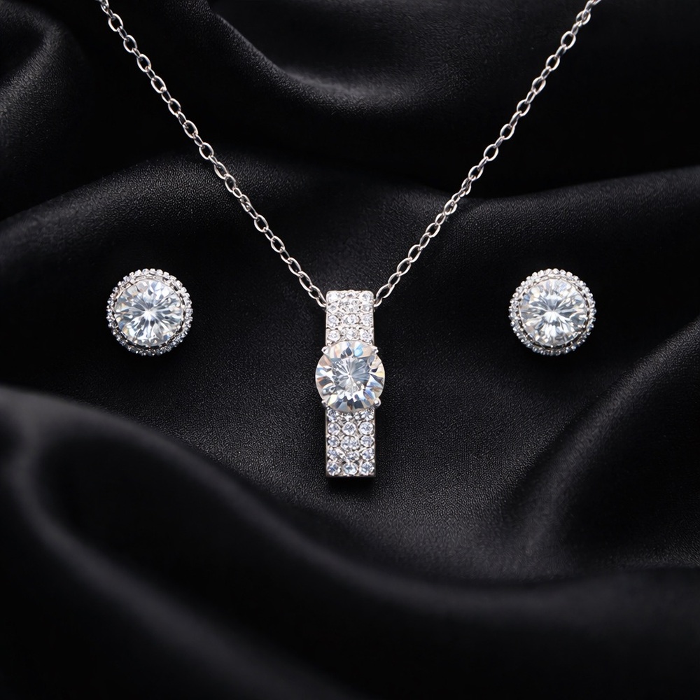 Yellow Gold Filled & Cubic‎ Zirconia Necklace and Earring Set